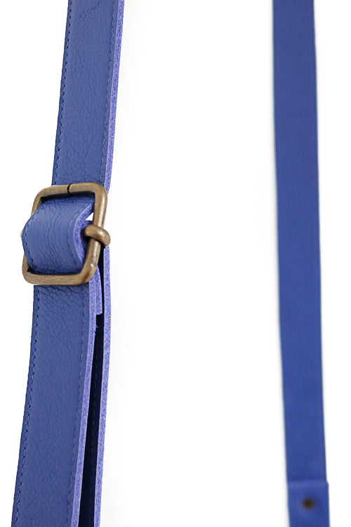 Blue leather handbag