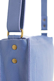 Blue leather handbag