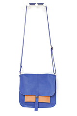 Blue leather handbag