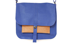 Blue leather handbag