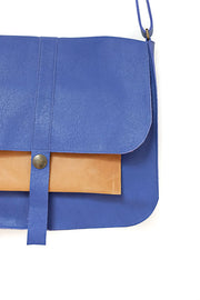 Blue leather handbag