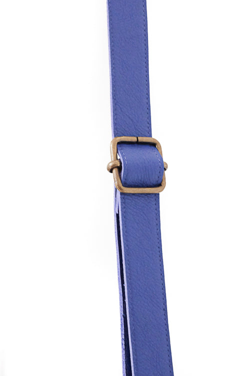 Blue leather handbag