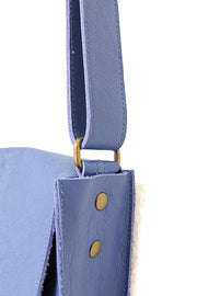 Blue leather handbag