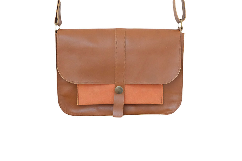Handbag and wallet brown leather