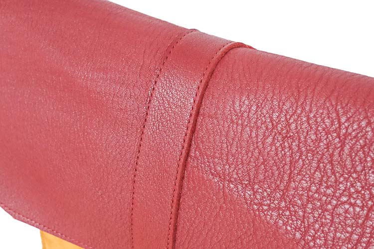Red leather handbag