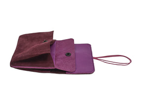 porte monnaie prune en cuir