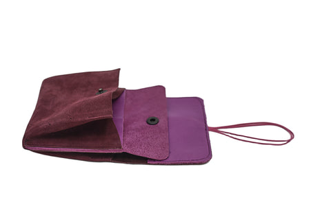 porte monnaie prune en cuir