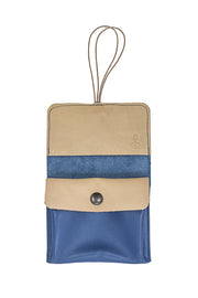 Grand porte monnaie en cuir bleu