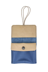 Grand porte monnaie en cuir bleu