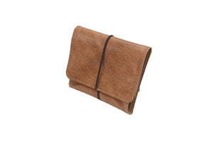 Grand porte monnaie en cuir camel