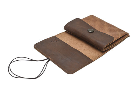 Grand porte monnaie en cuir souple camel