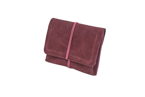 Grand porte monnaie prune en cuir