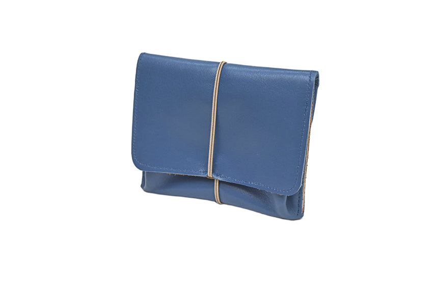 Blue leather purse