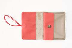 Grand porte-monnaie beige en cuir souple upcyclé