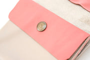 Grand porte-monnaie beige en cuir souple upcyclé