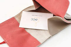 Grand porte-monnaie beige en cuir souple upcyclé