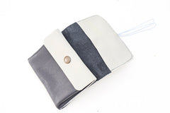 Large Blue Leather Coin Purse
