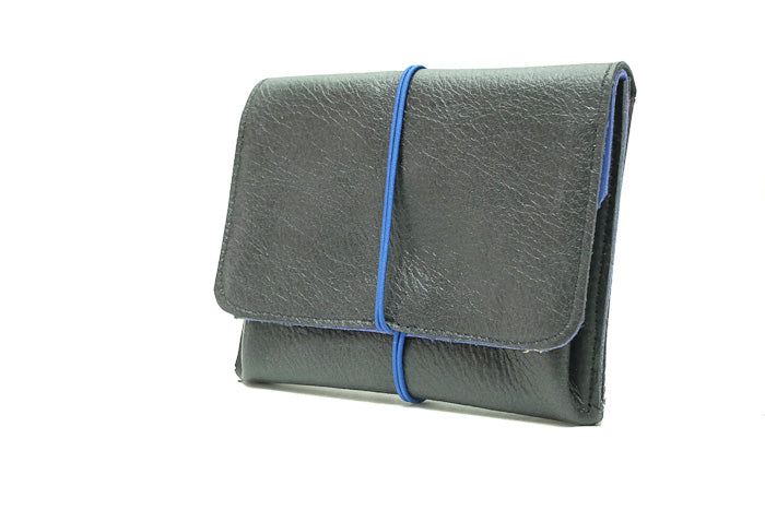 Grand porte-monnaie en cuir noir