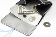 Large Blue Leather Coin Purse