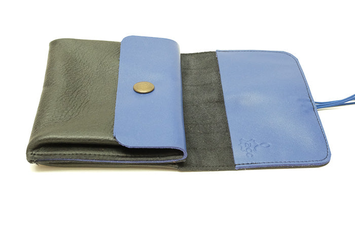 Grand porte-monnaie en cuir noir