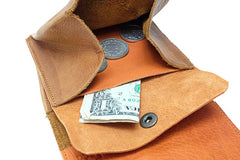 Porte-monnaie en cuir cognac pour homme