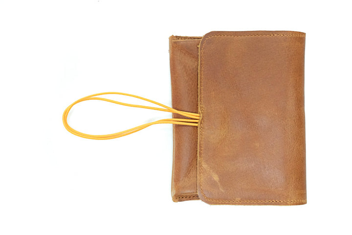 Porte-monnaie en cuir cognac pour homme
