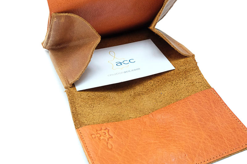Porte-carte cuir personnalisé 97x73 mm couleur Cognac