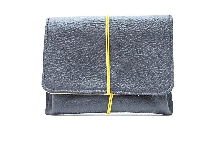 Large porte-monnaie en cuir noir