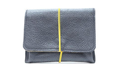 Large porte-monnaie en cuir noir