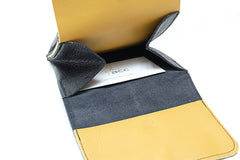 Large porte-monnaie en cuir noir