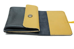 Large porte-monnaie en cuir noir