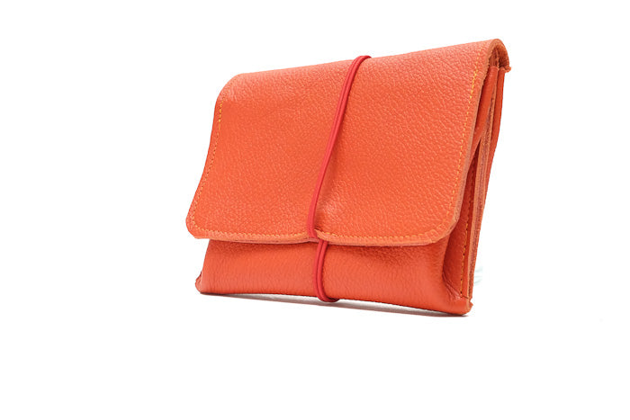large soft leather purse orange