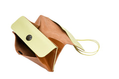 Grand porte monnaie orange en cuir