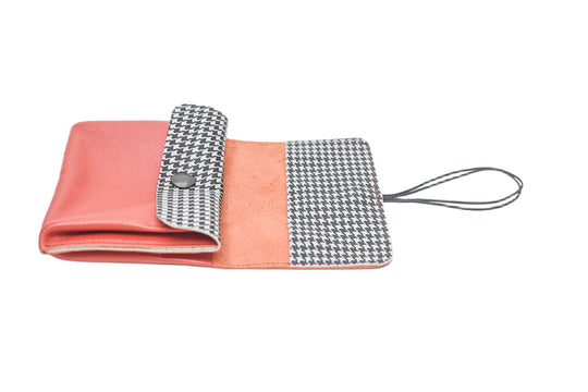 Large orange leather purse