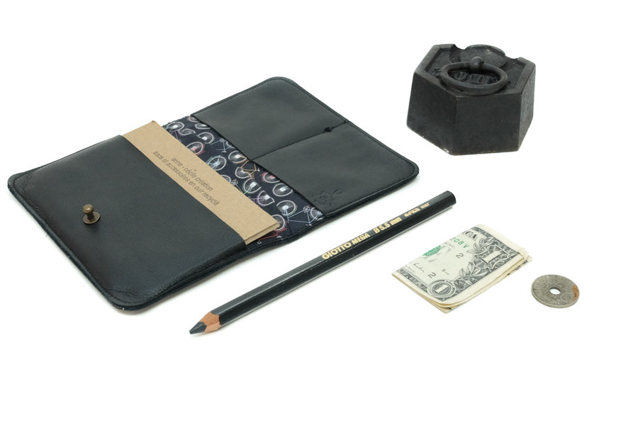Portefeuille Noir plat avec porte-monnaie