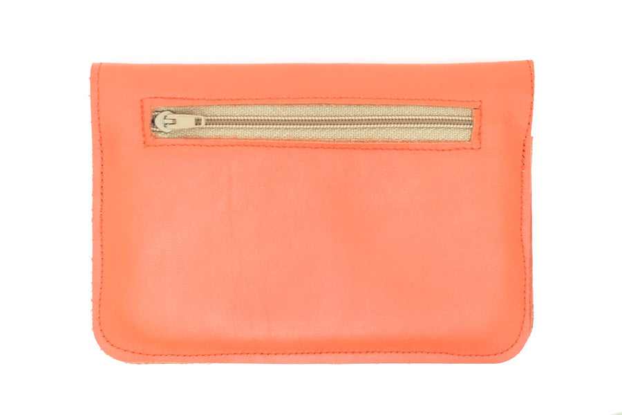 Orange flat leather Wallet