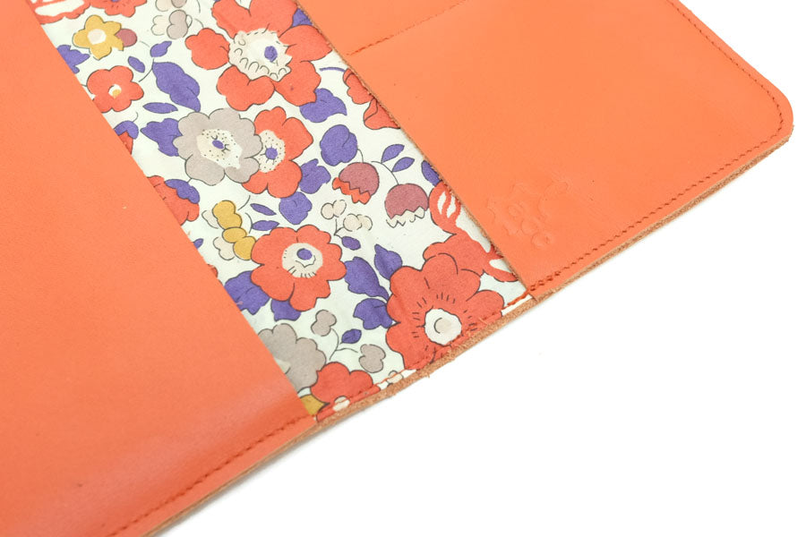 Orange flat leather Wallet