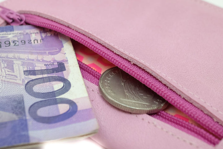 Wallet pink leather women