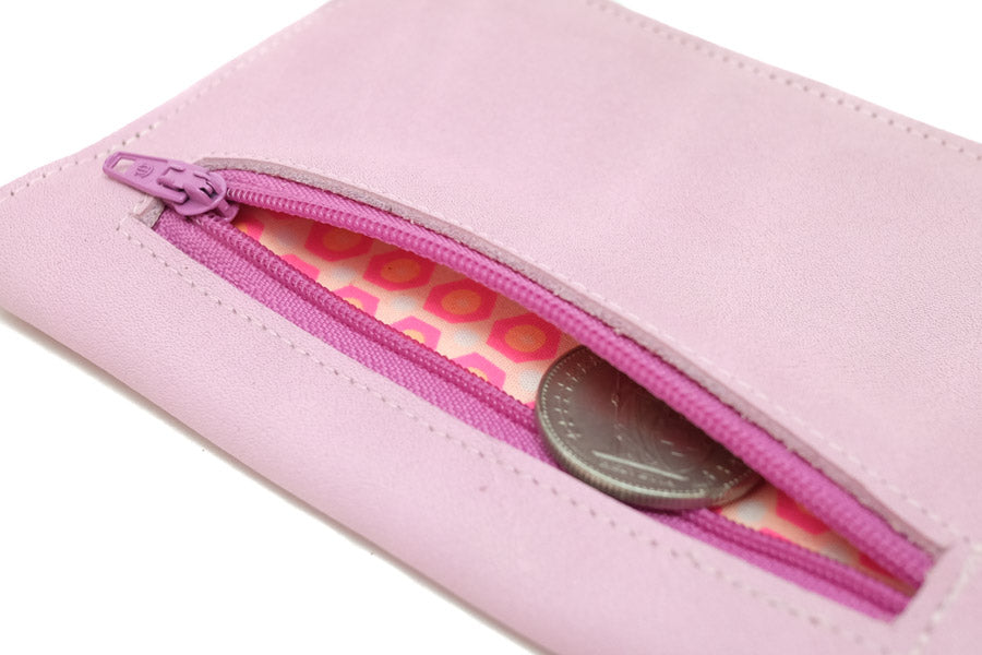 Wallet pink leather women