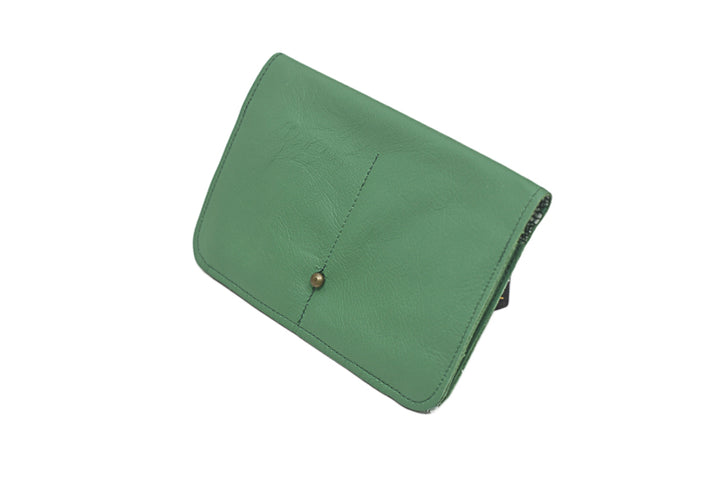 portefeuille cuir vert