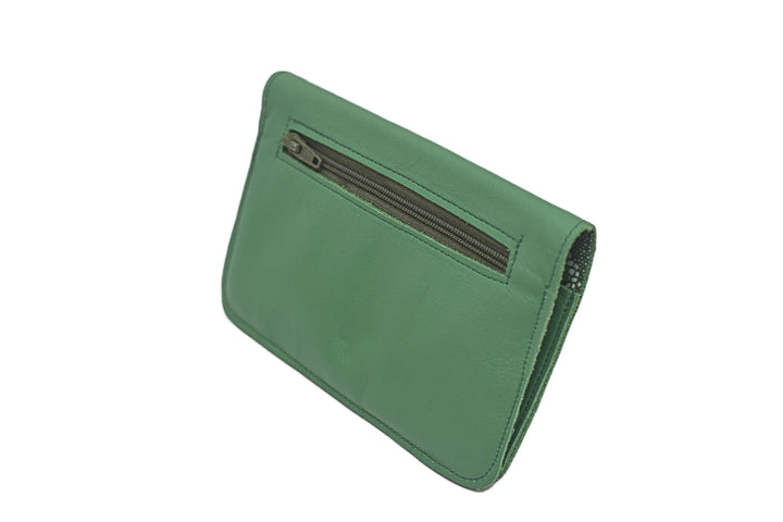 portefeuille cuir vert