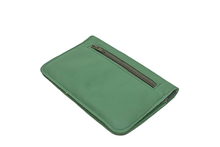 portefeuille cuir vert