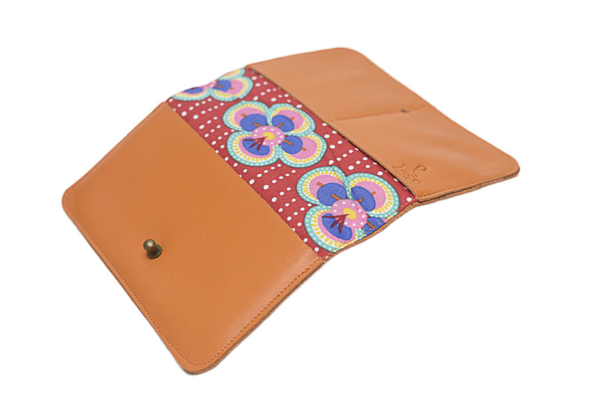 Portefeuille en cuir orange