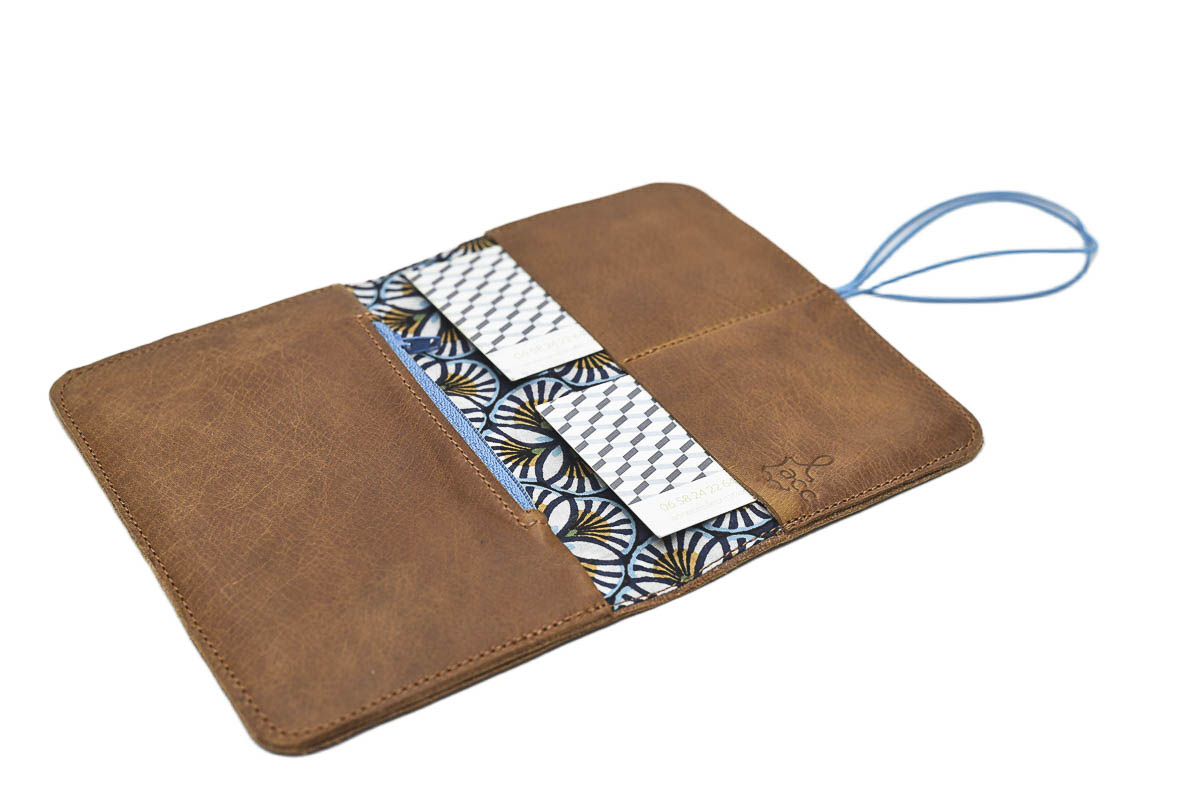 Portefeuille cuir camel