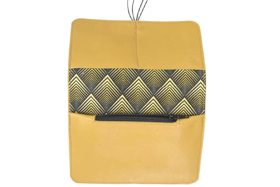 Portefeuille en cuir jaune