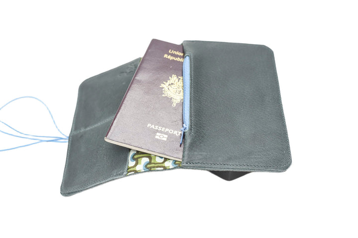 Portefeuille cuir vert 