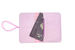 pink leather wallet