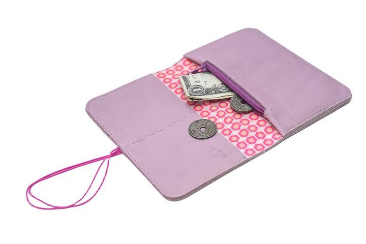 pink leather wallet