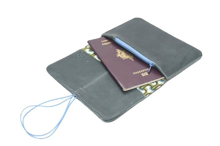 Portefeuille cuir vert 