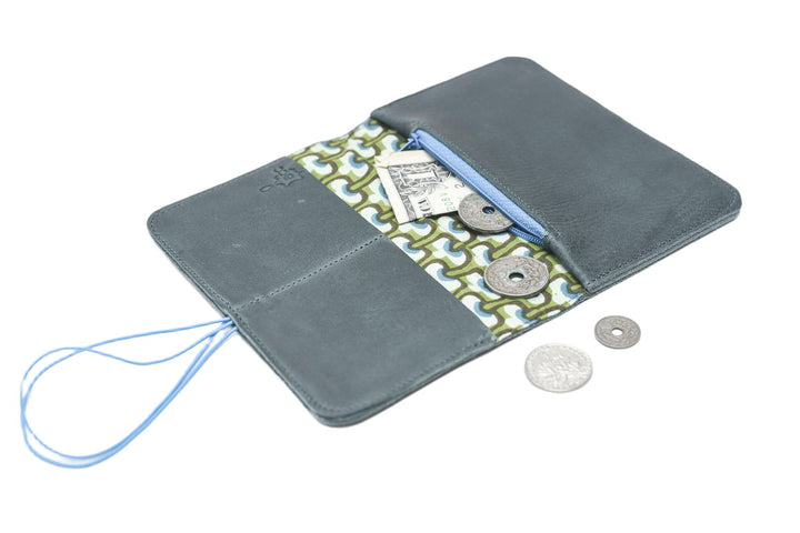 Portefeuille cuir vert 